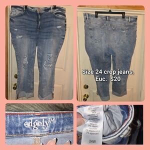edgely Light Blue Distressed Cropped Jeans